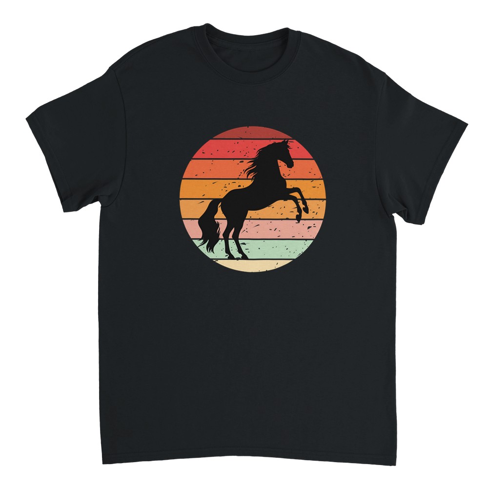 Retro Solnedgang Hest T-skjorte – produktbilde 2 av 5